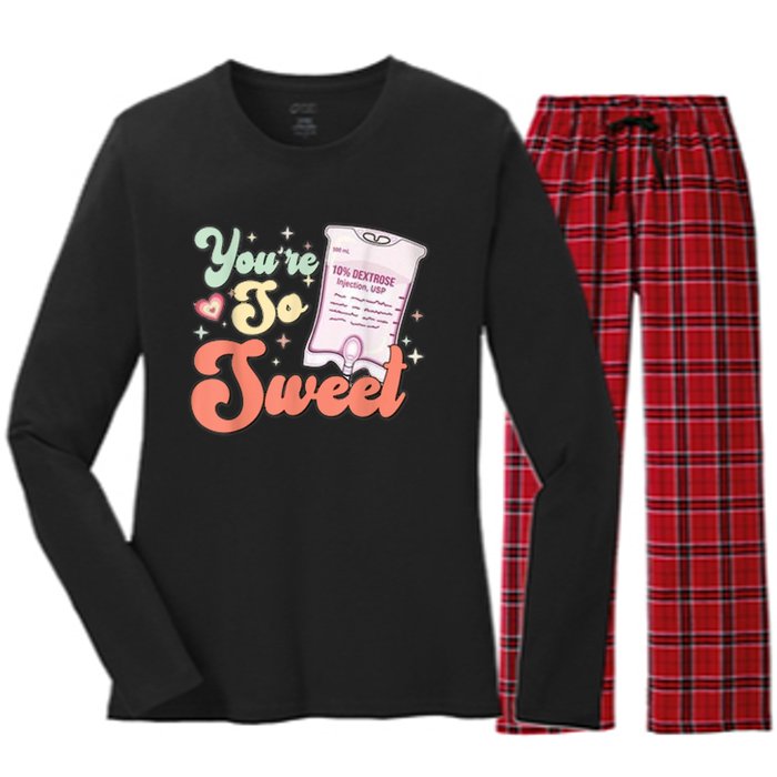 So Sweet Cute Heart Funny ICU ER Nurse Happy Valentines Day Women's Long Sleeve Flannel Pajama Set 