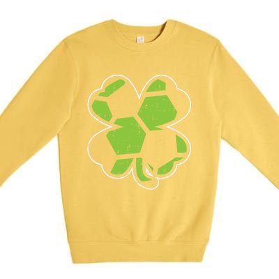 Soccer Shamrock Clover St Patricks Day Football Sports Gift Funny Gift Premium Crewneck Sweatshirt