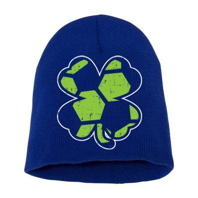 Soccer Shamrock Clover St Patricks Day Football Sports Gift Funny Gift Short Acrylic Beanie