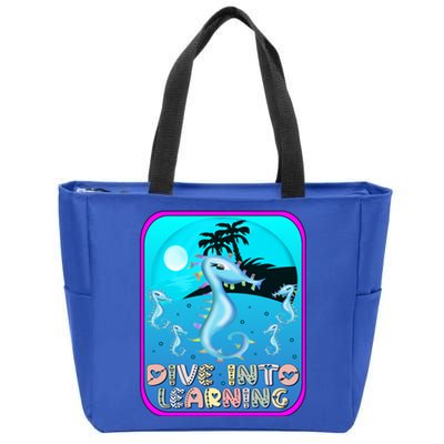 Seahorse Swimming Cute Gift Zip Tote Bag