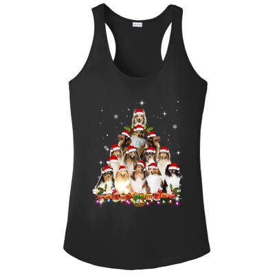 Shetland Sheepdog Christmas Tree Dog Santa Xmas Funny Pajama Gift Ladies PosiCharge Competitor Racerback Tank