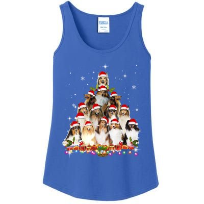 Shetland Sheepdog Christmas Tree Dog Santa Xmas Funny Pajama Gift Ladies Essential Tank