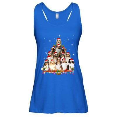 Shetland Sheepdog Christmas Tree Dog Santa Xmas Funny Pajama Gift Ladies Essential Flowy Tank