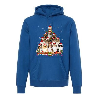 Shetland Sheepdog Christmas Tree Dog Santa Xmas Funny Pajama Gift Premium Hoodie