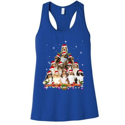 Shetland Sheepdog Christmas Tree Dog Santa Xmas Funny Pajama Gift Women's Racerback Tank