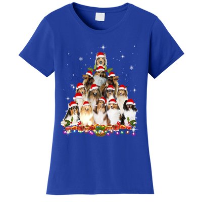 Shetland Sheepdog Christmas Tree Dog Santa Xmas Funny Pajama Gift Women's T-Shirt