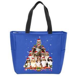 Shetland Sheepdog Christmas Tree Dog Santa Xmas Funny Pajama Gift Zip Tote Bag