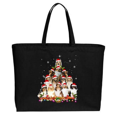 Shetland Sheepdog Christmas Tree Dog Santa Xmas Funny Pajama Gift Cotton Canvas Jumbo Tote