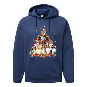 Shetland Sheepdog Christmas Tree Dog Santa Xmas Funny Pajama Gift Performance Fleece Hoodie