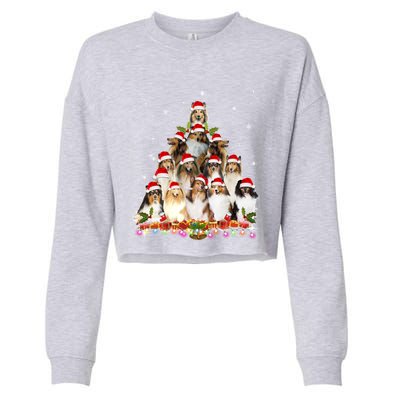 Shetland Sheepdog Christmas Tree Dog Santa Xmas Funny Pajama Gift Cropped Pullover Crew