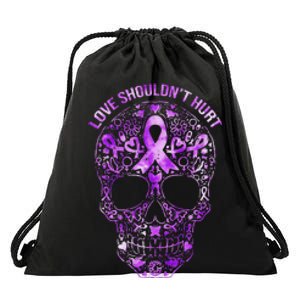 Sugar Skull Calavera Domestic Violence Awareness Drawstring Bag