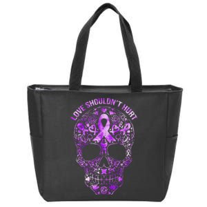 Sugar Skull Calavera Domestic Violence Awareness Zip Tote Bag