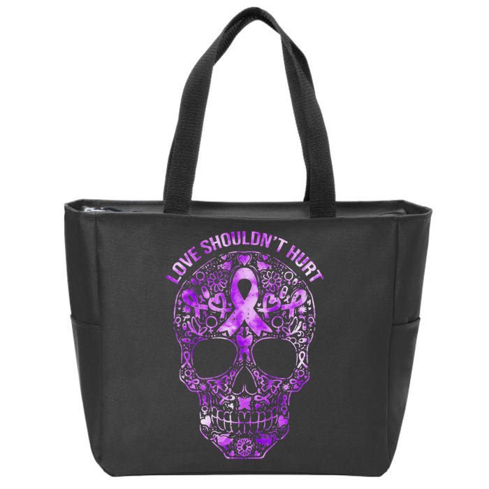 Sugar Skull Calavera Domestic Violence Awareness Zip Tote Bag