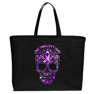 Sugar Skull Calavera Domestic Violence Awareness Cotton Canvas Jumbo Tote