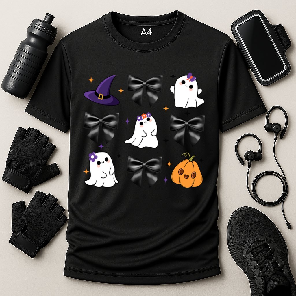 Spooky Season Cute Boo Ghost Coquette Halloween Cooling Performance Crew T-Shirt