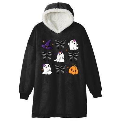 Spooky Season Cute Boo Ghost Coquette Halloween Hooded Wearable Blanket