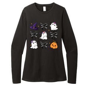 Spooky Season Cute Boo Ghost Coquette Halloween Womens CVC Long Sleeve Shirt