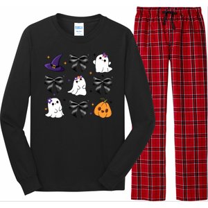 Spooky Season Cute Boo Ghost Coquette Halloween Long Sleeve Pajama Set