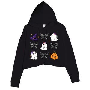 Spooky Season Cute Boo Ghost Coquette Halloween Crop Fleece Hoodie