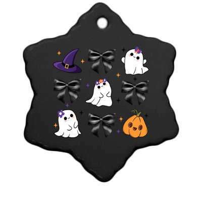 Spooky Season Cute Boo Ghost Coquette Halloween Ceramic Star Ornament