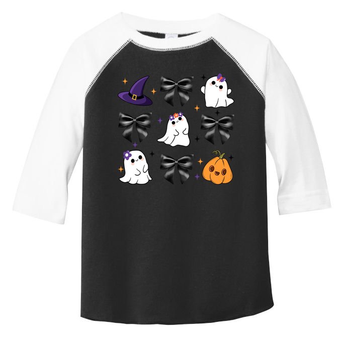 Spooky Season Cute Boo Ghost Coquette Halloween Toddler Fine Jersey T-Shirt