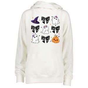 Spooky Season Cute Boo Ghost Coquette Halloween Womens Funnel Neck Pullover Hood