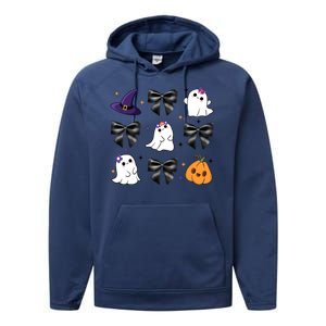 Spooky Season Cute Boo Ghost Coquette Halloween Performance Fleece Hoodie