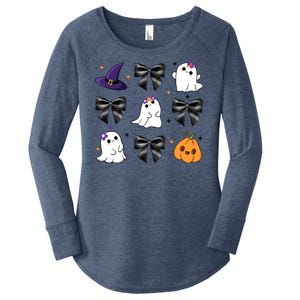 Spooky Season Cute Boo Ghost Coquette Halloween Women's Perfect Tri Tunic Long Sleeve Shirt