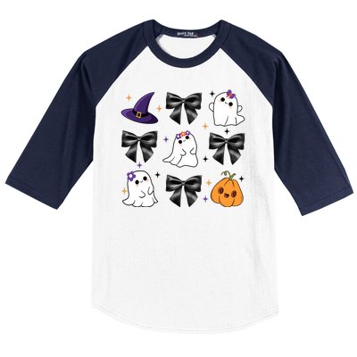 Spooky Season Cute Boo Ghost Coquette Halloween Baseball Sleeve Shirt