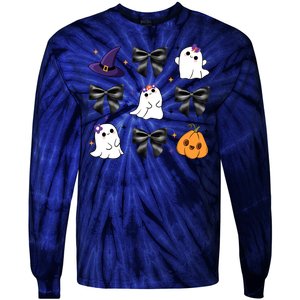 Spooky Season Cute Boo Ghost Coquette Halloween Tie-Dye Long Sleeve Shirt