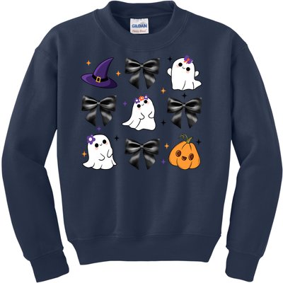 Spooky Season Cute Boo Ghost Coquette Halloween Kids Sweatshirt