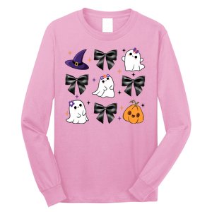 Spooky Season Cute Boo Ghost Coquette Halloween Long Sleeve Shirt