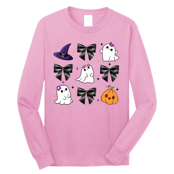 Spooky Season Cute Boo Ghost Coquette Halloween Long Sleeve Shirt