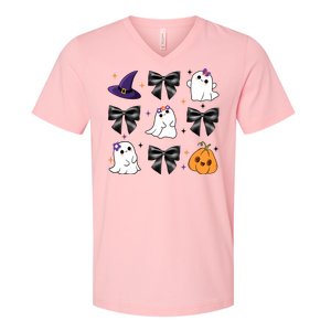 Spooky Season Cute Boo Ghost Coquette Halloween V-Neck T-Shirt