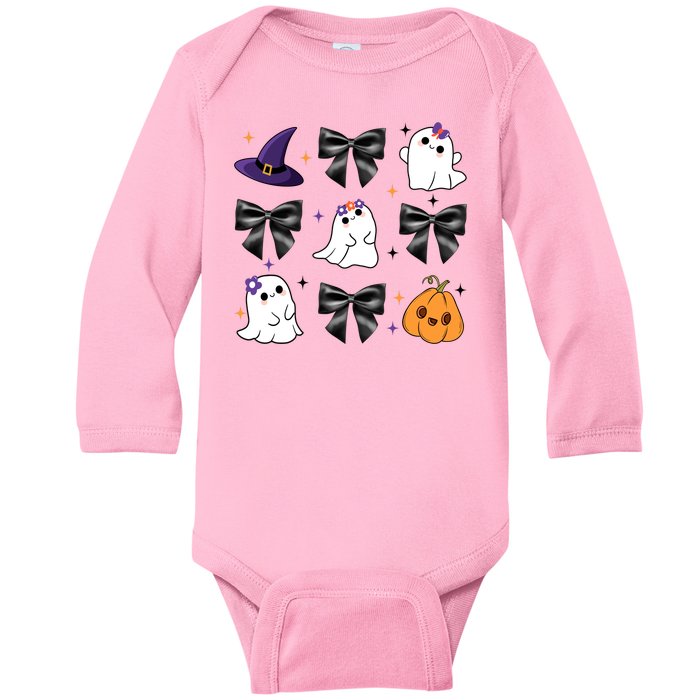 Spooky Season Cute Boo Ghost Coquette Halloween Baby Long Sleeve Bodysuit