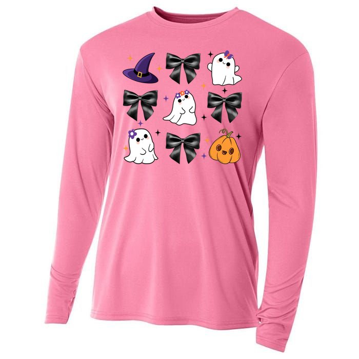 Spooky Season Cute Boo Ghost Coquette Halloween Cooling Performance Long Sleeve Crew