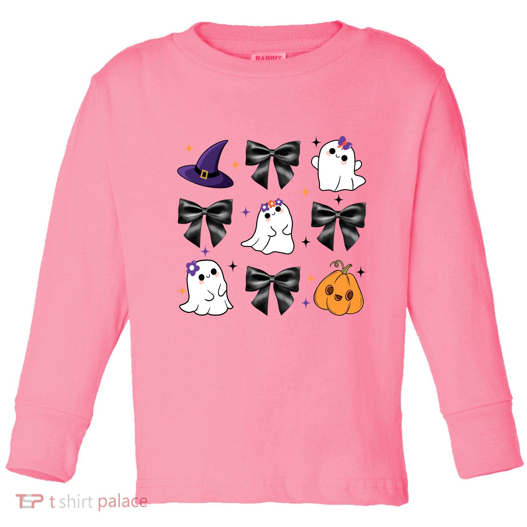 Spooky Season Cute Boo Ghost Coquette Halloween Toddler Long Sleeve Shirt
