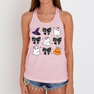 Spooky Season Cute Boo Ghost Coquette Halloween Women's Knotted Racerback Tank