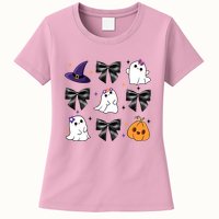 Spooky Season Cute Boo Ghost Coquette Halloween Womens T-Shirt