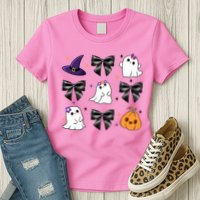 Spooky Season Cute Boo Ghost Coquette Halloween Womens T-Shirt