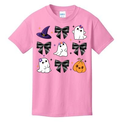 Spooky Season Cute Boo Ghost Coquette Halloween Kids T-Shirt