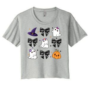 Spooky Season Cute Boo Ghost Coquette Halloween Women's Crop Top Tee