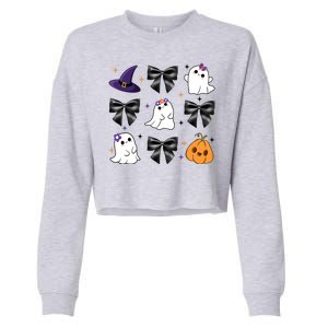 Spooky Season Cute Boo Ghost Coquette Halloween Cropped Pullover Crew