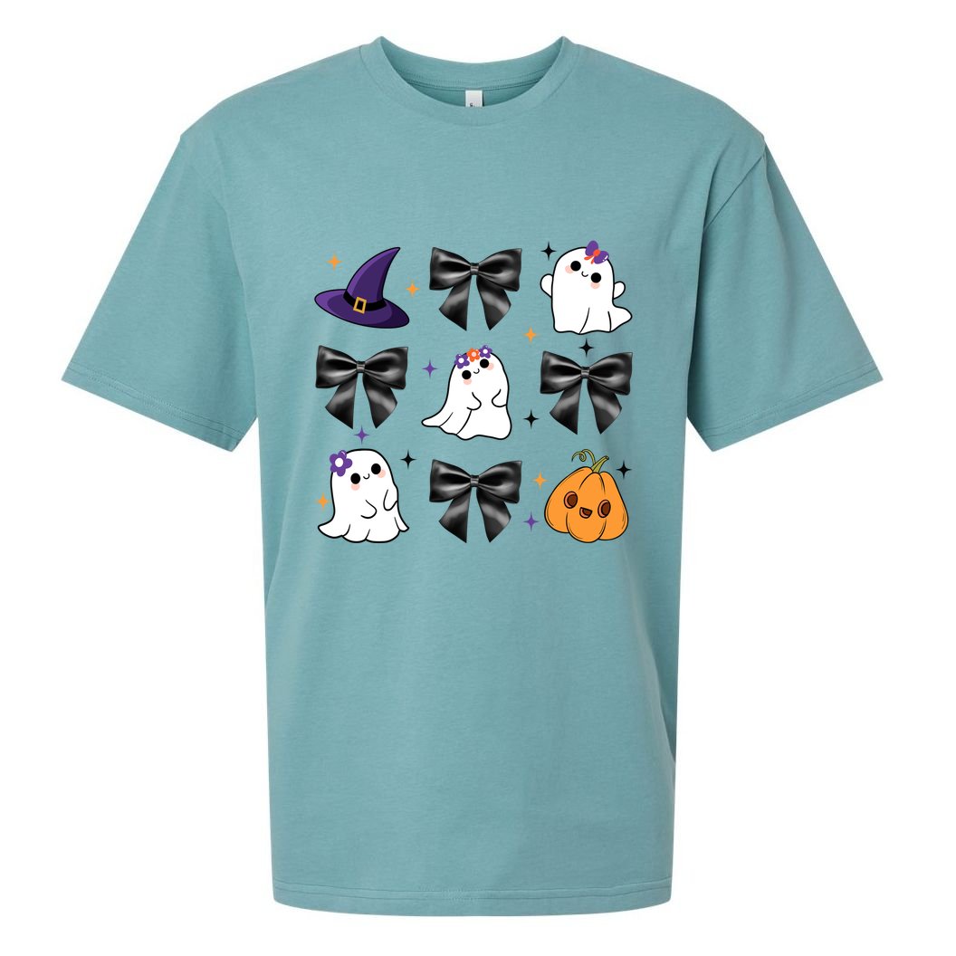 Spooky Season Cute Boo Ghost Coquette Halloween Sueded Cloud Jersey T-Shirt