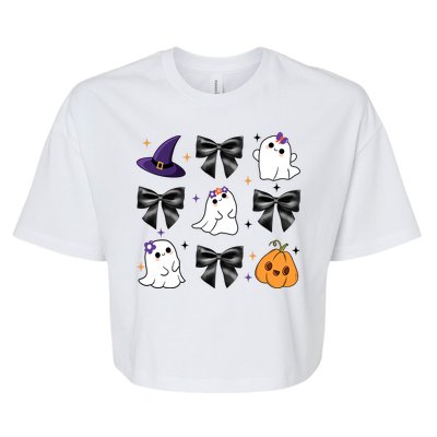 Spooky Season Cute Boo Ghost Coquette Halloween Bella+Canvas Jersey Crop Tee