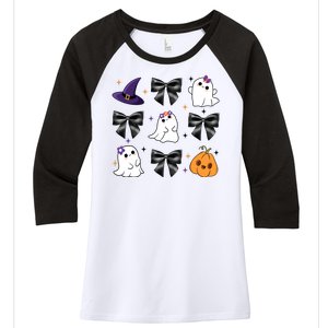 Spooky Season Cute Boo Ghost Coquette Halloween Women's Tri-Blend 3/4-Sleeve Raglan Shirt