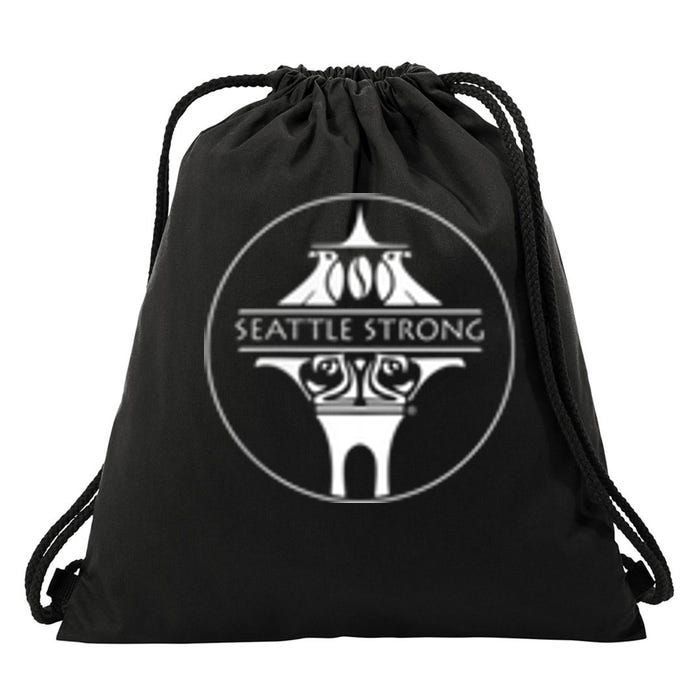 Seattle Strong Clean White Logo Outline Drawstring Bag