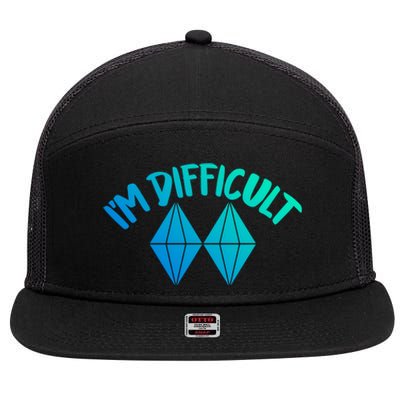 Skiing Snowboarding Difficult Gift 7 Panel Mesh Trucker Snapback Hat