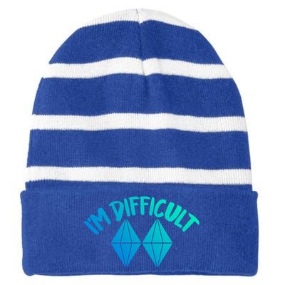 Skiing Snowboarding Difficult Gift Striped Beanie with Solid Band