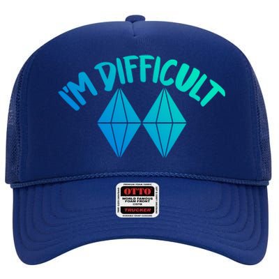 Skiing Snowboarding Difficult Gift High Crown Mesh Back Trucker Hat